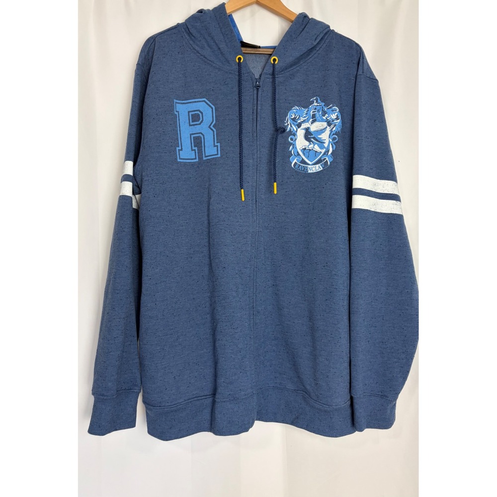 Harry Potter Ravenclaw Zip Up Hoodie Blue Varsity Crest Sweatshirt 2XL